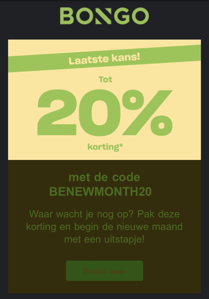 Bongo kortingscode gevonden door Promojagers in Oktober 2022